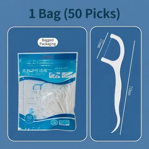 Portable Disposable Dental Floss Picks Polymer Super Fine Thread Oral Care Interdental Toothpick Oral Cleaning Tool White