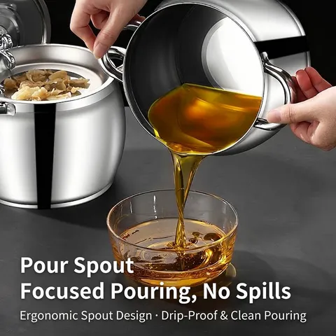 Olla de Almacenamiento de Manteca de Cerdo de Acero Inoxidable Con Tapa de Malla de Filtro Cubo de Aceite de Gran Capacidad para Cocina Contenedor de Filtro de Aceite Pulido Espejo Utensilios de Cocina