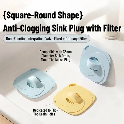 Square Cyclone Silicone Sink Drain Filter Plug Anti-Clogging Hair Catcher Stopper With Handle For Kitchen Bathroom Washbasin