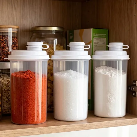Tarro de Almacenamiento Sellado Transparente de Cocina Con Tapa de Escala Contenedor Hermético para Alimentos Harina Azúcar Botella de Plástico