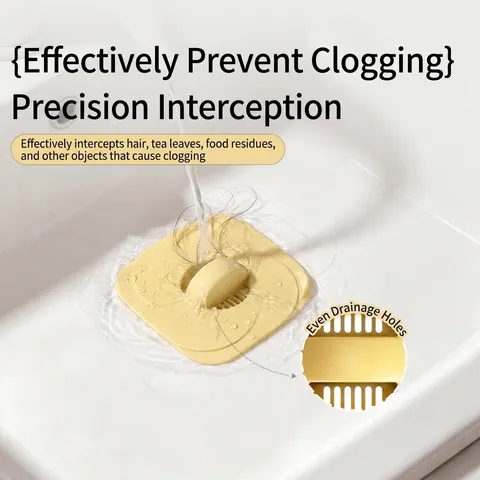 Square Cyclone Silicone Sink Drain Filter Plug Anti-Clogging Hair Catcher Stopper With Handle For Kitchen Bathroom Washbasin