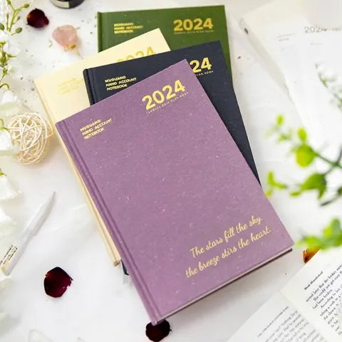 2024 Dagelijkse Planner Notitieboekje Efficiëntie Tijdbeheer Boek Minimalistisch Papier Hardcover Dagboek Voor Studenten Kantoor