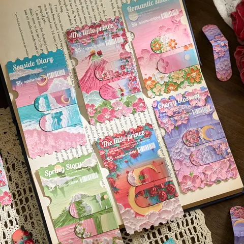 Premium Retro Oil Painting Style Magnetic Bookmark Set Artsy Landscape Texture Page Marker Stationery For Book Reading Scrapbooking Gift
