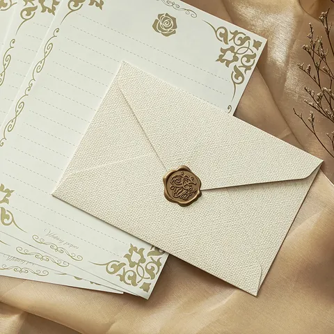 Retro Spezialpapier Briefumschlag Mit Leinenstruktur Und Briefpapier Wachssiegel Aufkleber Vintage Chinesischer Stil Briefpapier Für Hochzeitseinladung Grußkarte