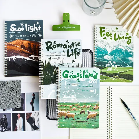 Minimalist Artistic Spiral Bound A5 Notebook Paper Journal Hardcover Lined Note Book For School Office Daily Writing Recording