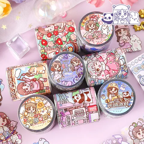 Cartoon Girl Character PET Tape Special Oil Decorative Washi Tape For Scrapbooking Journaling DIY Planner Sticker Material