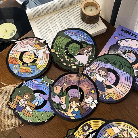 Vintage Vinyl Record Postkarten Kreative Runde Sweetland Thema Papier Dekorative Grußkarten Raum Deko Wandkunst