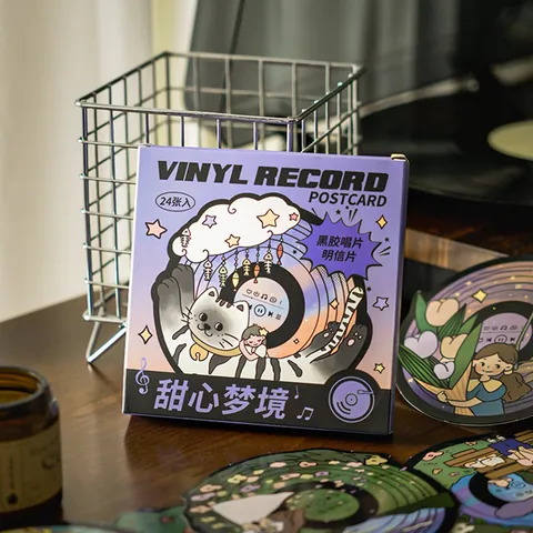Vintage Vinyl Record Postkarten Kreative Runde Sweetland Thema Papier Dekorative Grußkarten Raum Deko Wandkunst