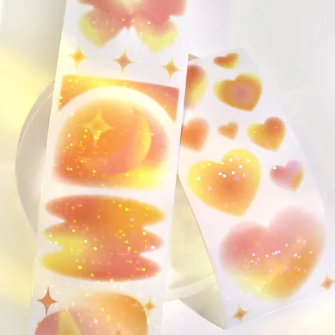 Dreamy Utopia Hazy Gradient Smudge Art Paper Washi Tape Glittering Flash Film Butterfly Heart Design Scrapbooking Decorative Adhesive Tape With Release Paper For Journal DIY Craft