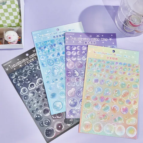 Zaomo Scintillation Milky Way Serie Bellenpunten Stickers Laserfilm Guka Scrapbook Decoratieve Stickers Voor DIY Kunst Ambachten