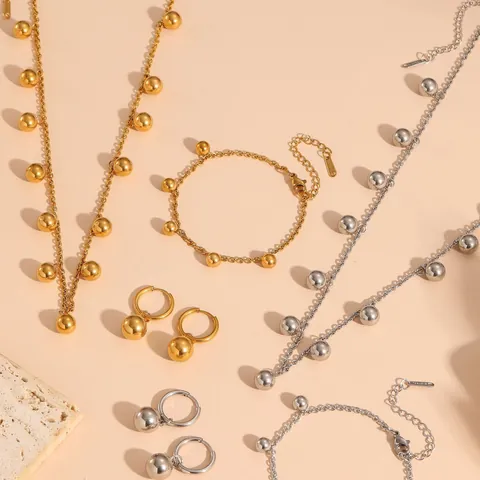 Titaniumstaal Kraal Hanger Sieraden Ketting Armband Oorbellen Enkelband Gepolijst Minimalistisch Accessoire Voor Dames