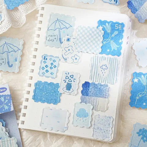 Vintage Letterpress Relief Stamp Stickers White Kraft Paper Decorative Scrapbooking Labels Cozy Moments Series Floral Animal Illustrations Journaling Supplies