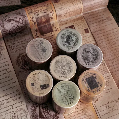 Vintage Washi Tape For Journaling Retro Scrapbooking Sticker Tape With Release Paper DIY Decorative Craft Supplies