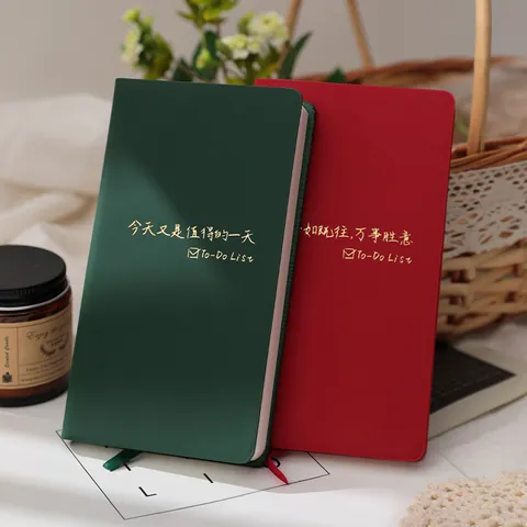 Hardcover PU Leather Notebook Portable Schedule Planner With Ribbon Bookmark Office School Stationery Daily Record Journal