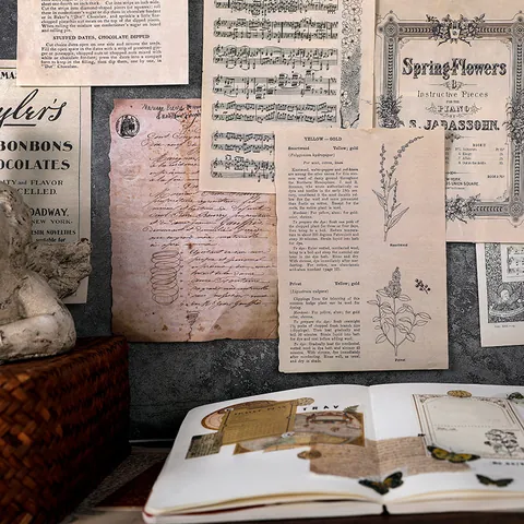 10 Sheets Vintage Imitation Book Page Scrapbooking Paper Medieval Style Retro Material Paper For DIY Journaling Embellishment