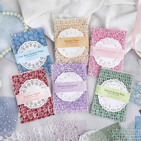 Retro Vintage Romantic Specialty Paper Mesh Fabric Mixed Material Scrapbook Material Pack For Journaling DIY Stationery Background Decor