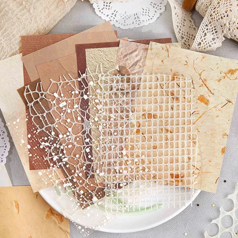 Retro Vintage Romantic Specialty Paper Mesh Fabric Mixed Material Scrapbook Material Pack For Journaling DIY Stationery Background Decor