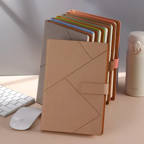 PU Leder A5 Business Notizbuch Mit Magnetischer Schnalle Verdicktes Papier Geometrisches Geprägtes Journal Für Büro Meeting Schule