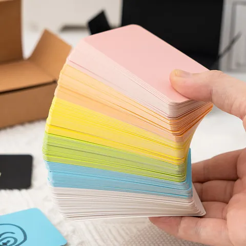 Colorful Blank Flash Cards Thickened Rounded Corner Wood Pulp Cardboard For DIY Vocabulary Learning Memo Message Stationery
