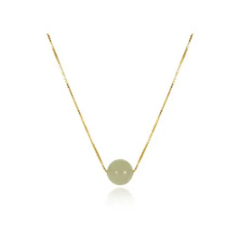 S925 Sterling Silver Gold Plated Nephrite Hetian Jade Pendant Necklace Retro Light Luxury Jewelry For Women Elegant Gift