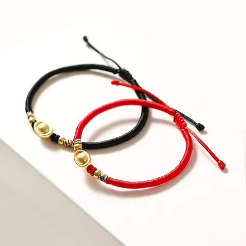 Handgewebtes Rotes Seil Armband S999 Silber Vergoldet Yuanbao Anhänger Armband Für Damen Herren Glücksbringer Schmuck Geschenk