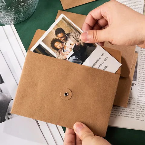 Sobres de Papel Kraft Vintage con Cierre de Cordel Bolsa de Documentos Engrosada para Almacenamiento de Postales y Fotos