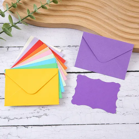 Juego de Sobres y Tarjetas de Colores Estilo Europeo Borde Ondulado Tarjetas de Felicitación Blancas Escritas a Mano Papelería Estilo Occidental