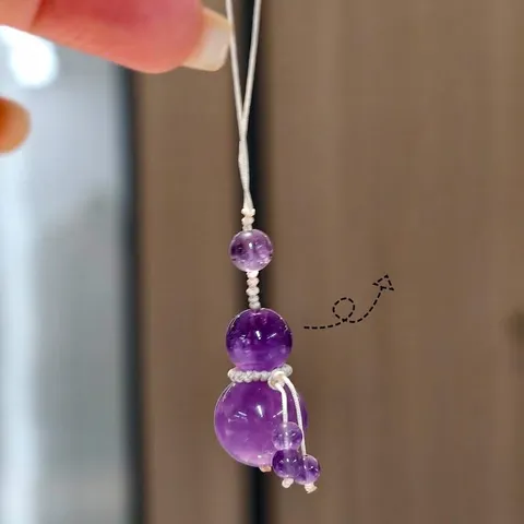 Natural Crystal Gourd Cell Phone Strap Handmade Lucky Wu Lou Pendant Keychain Charm Accessory For Women Men Car Hanging Decoration