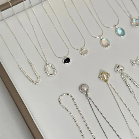Acquamarina Pietra di Luna Collana con Pendente in Argento Sterling S925 Donna Stile ins Geometrico Ovale Catena di Clavicola Gioielli con Gemme Regalo
