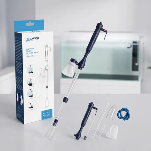Electric Aquarium Cleaner Gravel Vacuum Extendable Siphon Water Changer For Fish Tank Cleaning Battery Operated ABS Tool