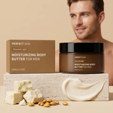 Manteca Corporal Hidratante Perfect Skin para Hombre Crema Nutritiva con Manteca de Karité y Aceite de Jojoba para el Cuidado Diario
