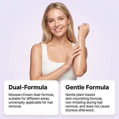 Kit d'Épilation Corporelle Doux Ensemble Dépilatoire Hydratant Mousse Et Crème Épilatoire Apaisante Avec Grattoir Pour Femmes