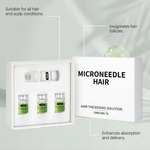 Hair Thickening Essence Set With Microneedle Roller And Serum Scalp Treatment For Smooth Fluffy Hair Growth For Women Men