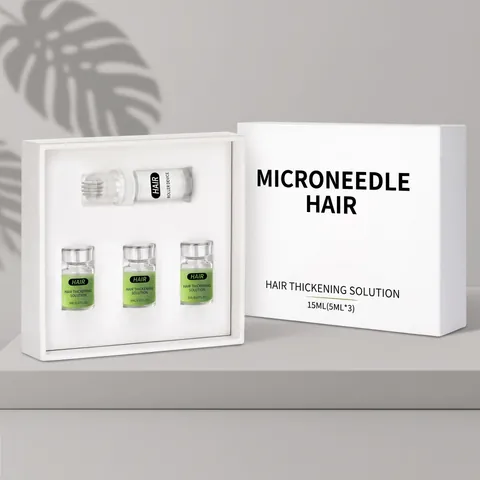 Hair Thickening Essence Set With Microneedle Roller And Serum Scalp Treatment For Smooth Fluffy Hair Growth For Women Men