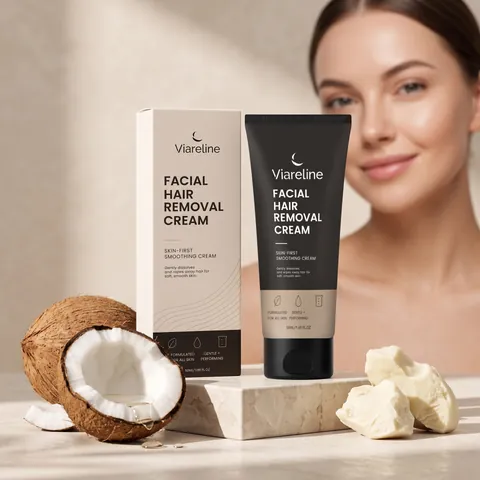 VIARELINE Crema Depilatoria Facial Suave Para Piel Lisa Con Aceite De Coco Y Extracto De Manteca De Karité Para Todo Tipo De Piel Mujer