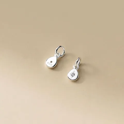 925 Sterling Silver Water Drop Pendant With Rhinestone Inlaid DIY Jewelry Accessory For Handmade Bracelet Necklace Material Craft Making Dangle Charm