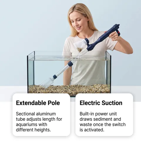 Electric Aquarium Cleaner Gravel Vacuum Extendable Siphon Water Changer For Fish Tank Cleaning Battery Operated ABS Tool