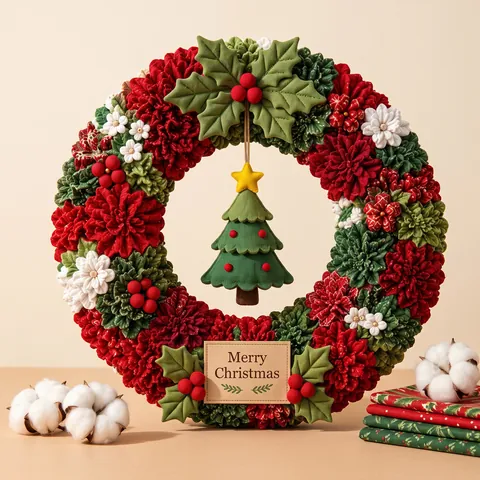 3D Fluffige Baumwolle Punch Needle Weihnachts Kranz DIY Set Handgefertigte Weihnachtsdeko Hängende Dekoration Für Zuhause Party