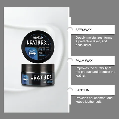 Crema para el Cuidado del Cuero del Coche Con Esponja Limpiador de Renovación de Asientos Interiores Protección de Cera de Abejas Natural para Muebles Bolsos Zapatos
