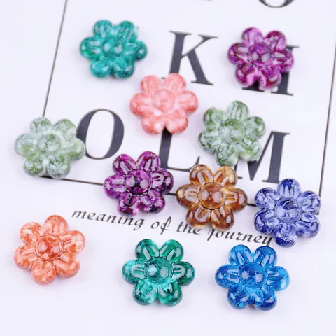 Acryl Blumen Perlen Vintage Bunte Batik Muster Florale Abstandsperlen Für DIY Schmuckherstellung Handgefertigte Armband Halskette Bastelzubehör