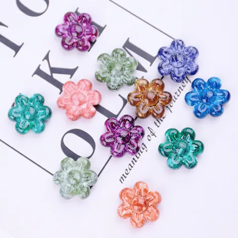 Acryl Blumen Perlen Vintage Bunte Batik Muster Florale Abstandsperlen Für DIY Schmuckherstellung Handgefertigte Armband Halskette Bastelzubehör