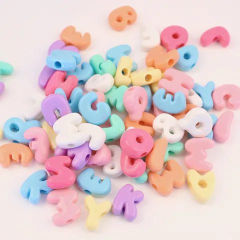 Acrylic Macaron Alphabet Beads Cartoon Solid Color Big Hole English Letter Loose Beads For DIY Craft Jewelry Making