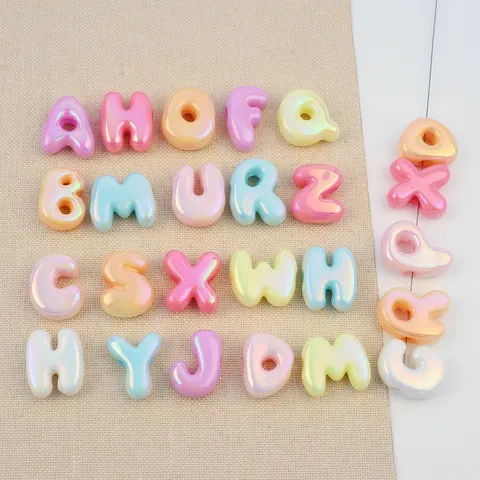 Acryl UV Galvanisierte Alphabet Perlen DIY Große Loch Cartoon Buchstaben Perlen Für Telefonkette Schlüsselbund Schmuck Zubehör