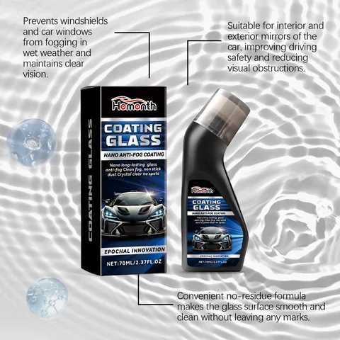 Homonth Agente de Nanorecubrimiento para Parabrisas de Coche Antivaho Limpiador Hidrofóbico Protección de Vidrio para Visión Clara Cuidado Auto