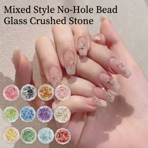 Holografisches Polarisiertes Glas Nagelkunst Bruchsteine Unregelmäßiger Schimmer DIY Maniküre Dekoration Für Handyhülle Nagelzubehör