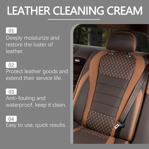 Car Leather Care Cream Leather Cleaner And Conditioner With Sponge For Auto Interior Seats Cleaning And Restoration