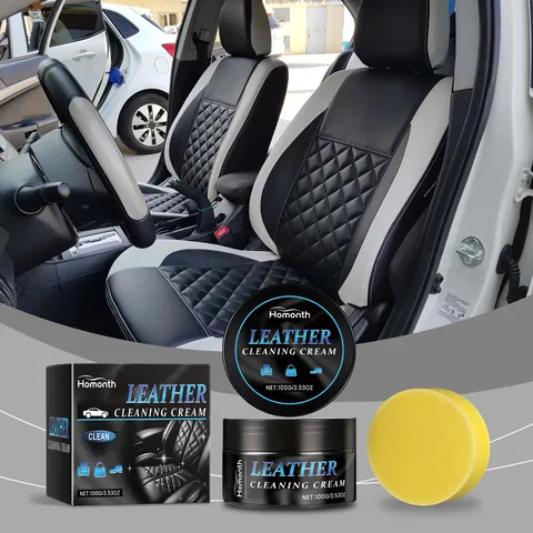 Car Leather Care Cream Leather Cleaner And Conditioner With Sponge For Auto Interior Seats Cleaning And Restoration