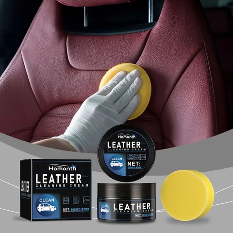 Crema para el Cuidado del Cuero del Coche Con Esponja Limpiador de Renovación de Asientos Interiores Protección de Cera de Abejas Natural para Muebles Bolsos Zapatos