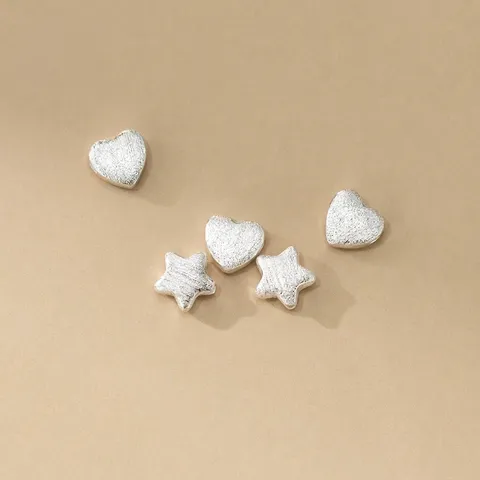 925 Sterling Zilver Geborstelde Geometrische Tussenkralen DIY Hart Ster Metaal Losse Kralen Voor Sieraden Maken Armband Ketting Handgemaakte Accessoires