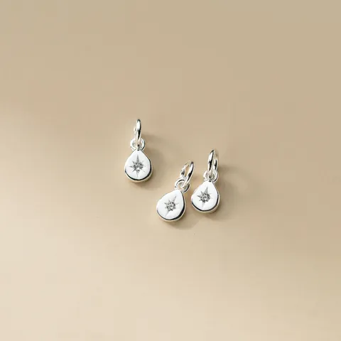 925 Sterling Silver Water Drop Pendant With Rhinestone Inlaid DIY Jewelry Accessory For Handmade Bracelet Necklace Material Craft Making Dangle Charm